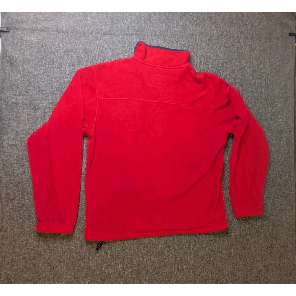Vintage‎ LL Bean Men's Fleece Medium Jacket Outdoor Red Full-Zip Pockets Hiking